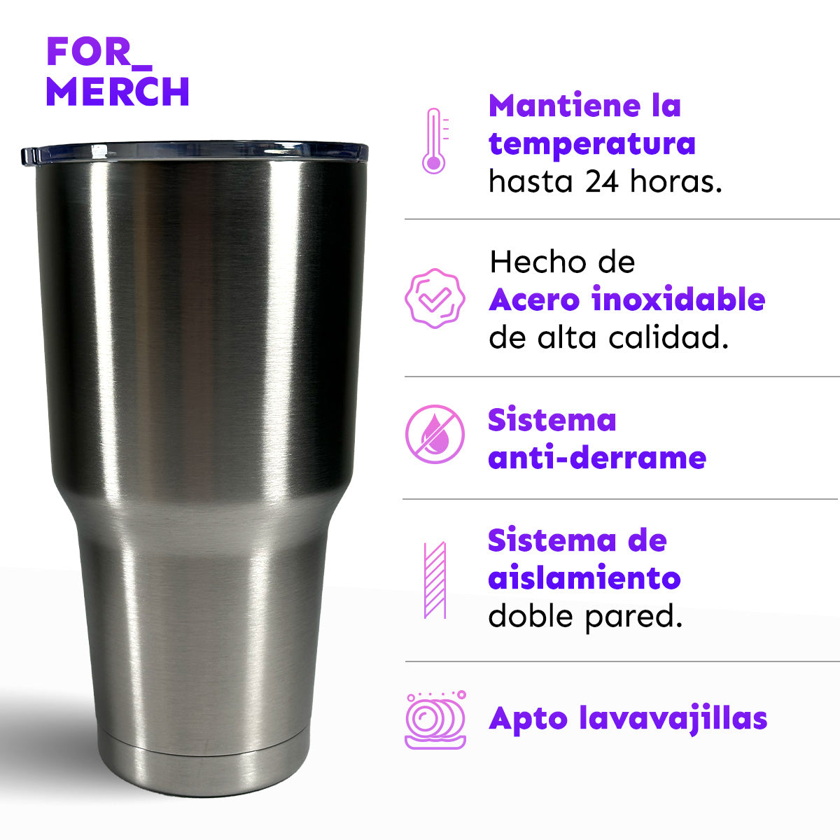 CAJA CON 12 VASOS TÉRMICOS CON TAPA 30 oz