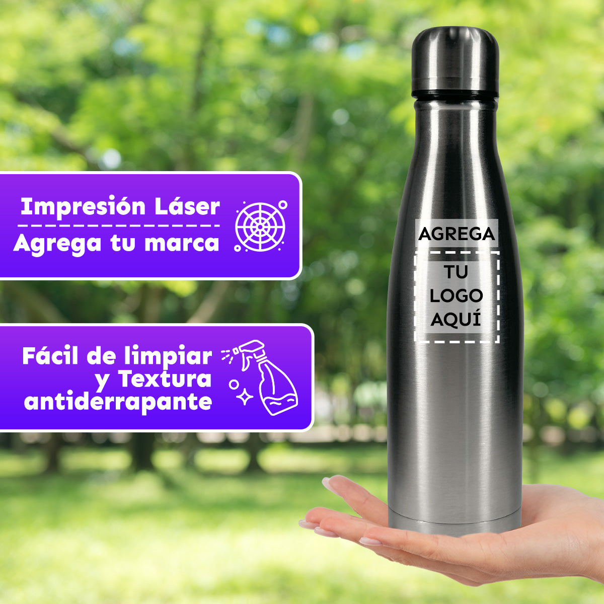 CAJA DE 12 BOTELLAS TERMICAS TIPO BALA 16 oz (500ml)