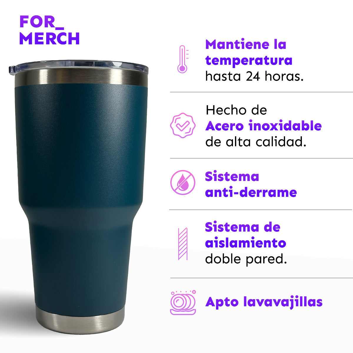 CAJA CON 12 VASOS TÉRMICOS CON TAPA 30 oz