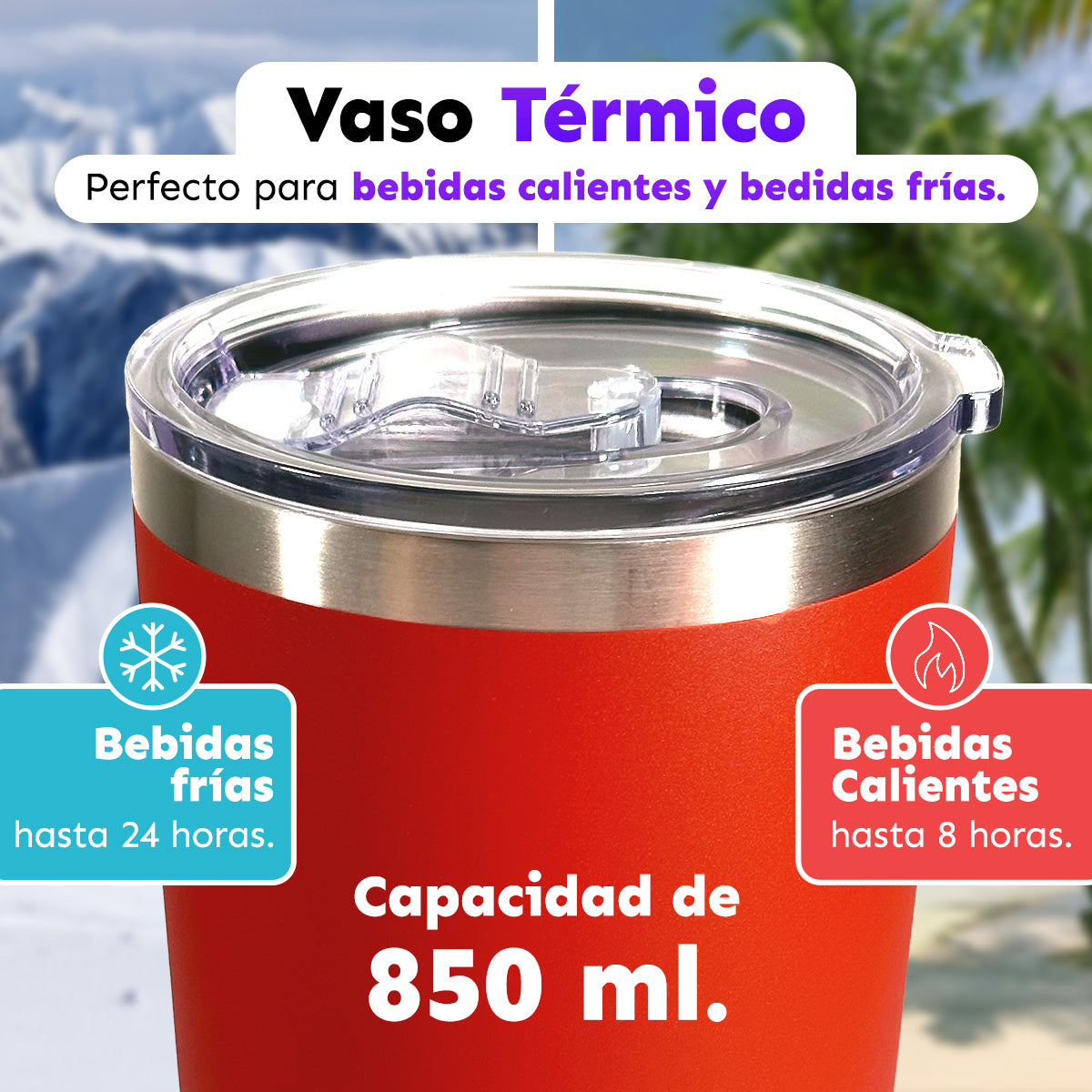 CAJA CON 12 VASOS TÉRMICOS CON TAPA 30 oz